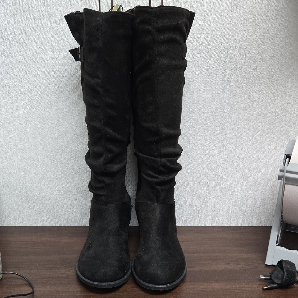 Ardene Black Faux Suede Knee High Water Repellent Boots